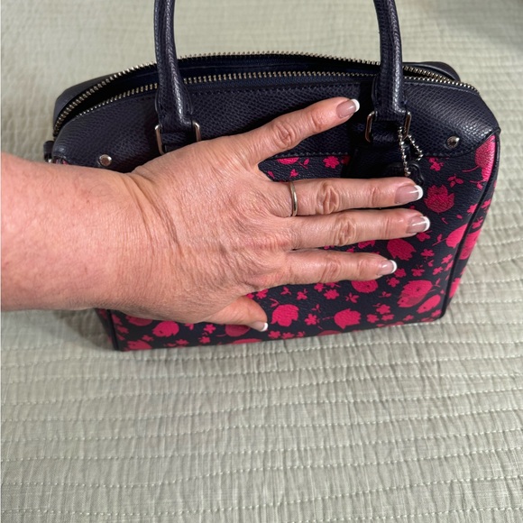 EUC-COACH Floral Mini Bennet Satchel Coated Cavas F55466 Handbag Pink Navy - Picture 9 of 16